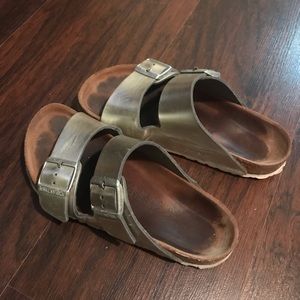Birkenstock Arizona Silver Metallic Leather